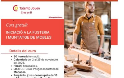 BUSCAMOS JOVENES PARA EL SECTOR –  Curso de iniciación a la carpintería y al montaje de muebles en CETEBAL